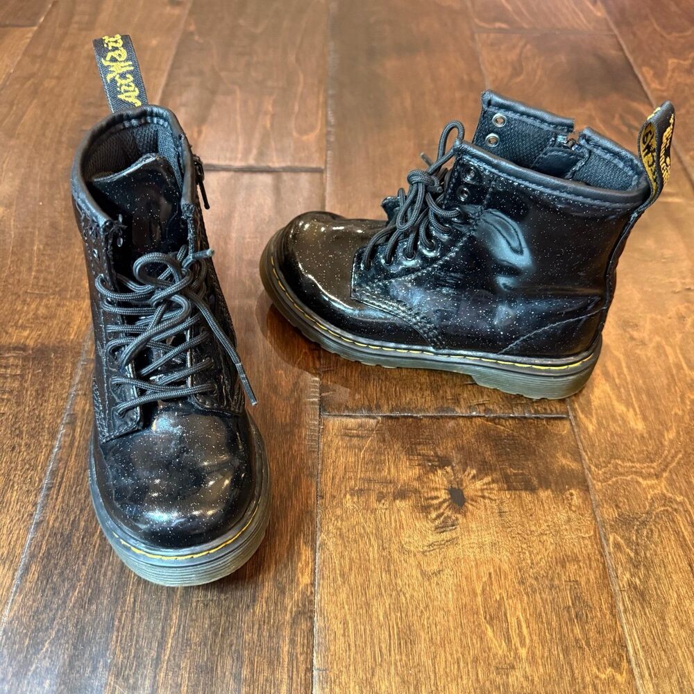 Dr. Martens Black Galaxy Glitter Sparkle Boots Kids size 10